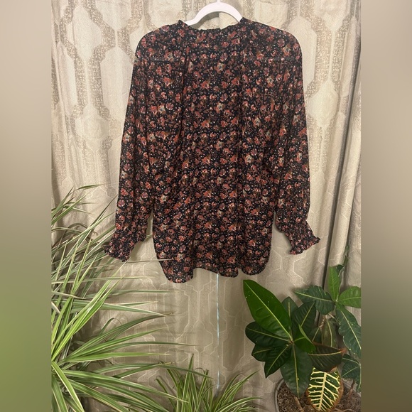 Philosophy Women’s Size 1X V-Neck Long Sleeve Floral Print Woven Top/ Blouse - Picture 8 of 15
